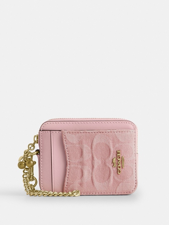 Coach Accessories - SOLD 🎉 Coach Zip Card Case In Signature Denim With Charm